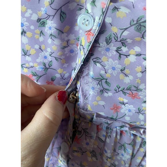 Ivy City Co Lydia in Purple Floral Flowy Whimsical Tiered A-Line Chiffon Dress - Picture 8 of 14